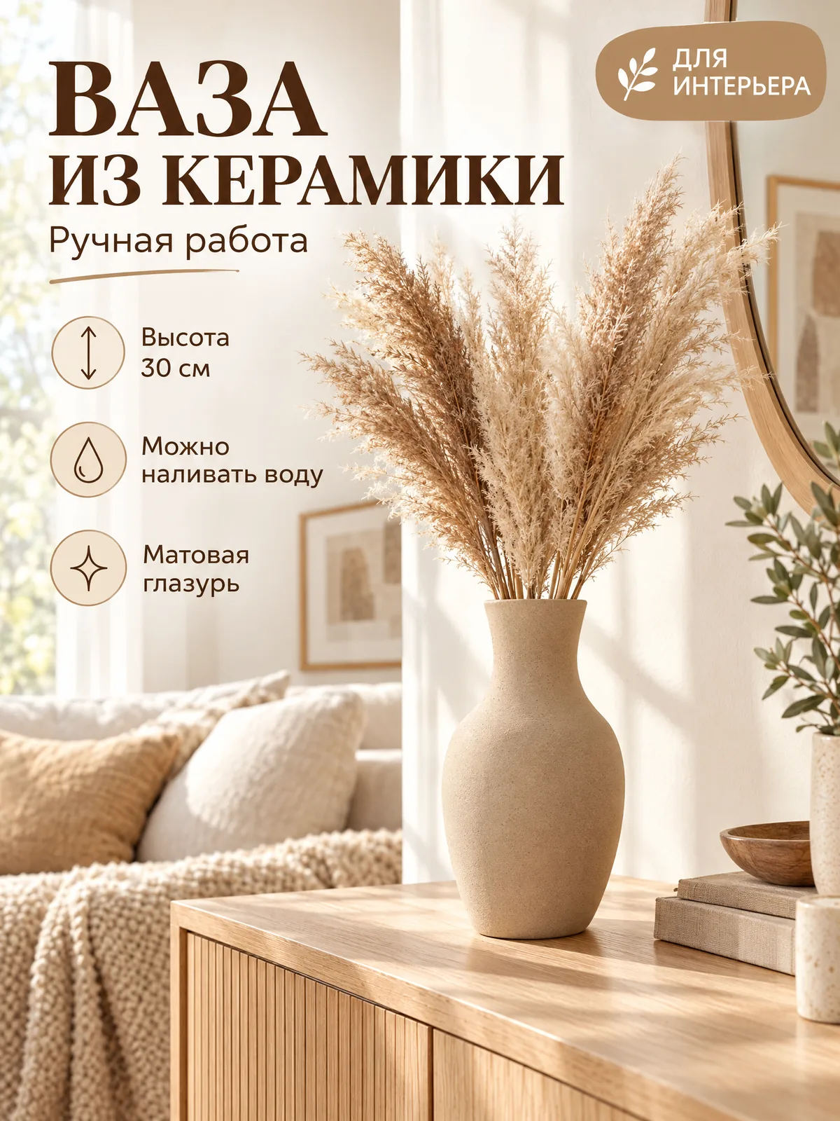 Карточка вазы с сухоцветами