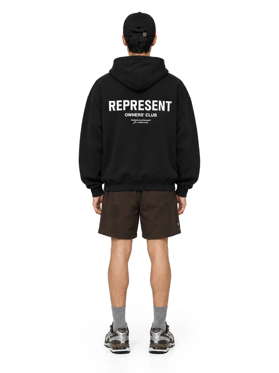 Худи Represent на модели со спины, принт как на фото