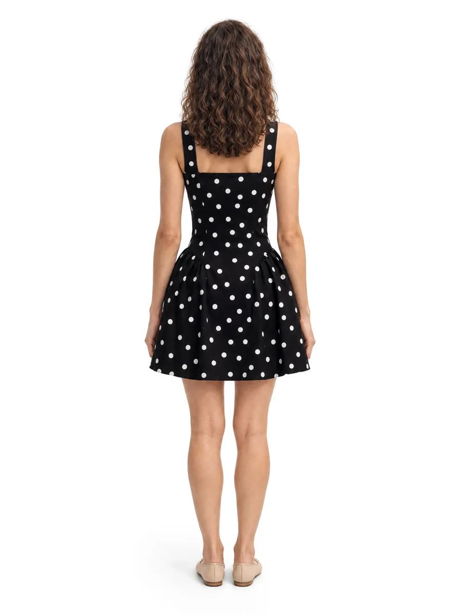 Polka-dot dress on a model, back