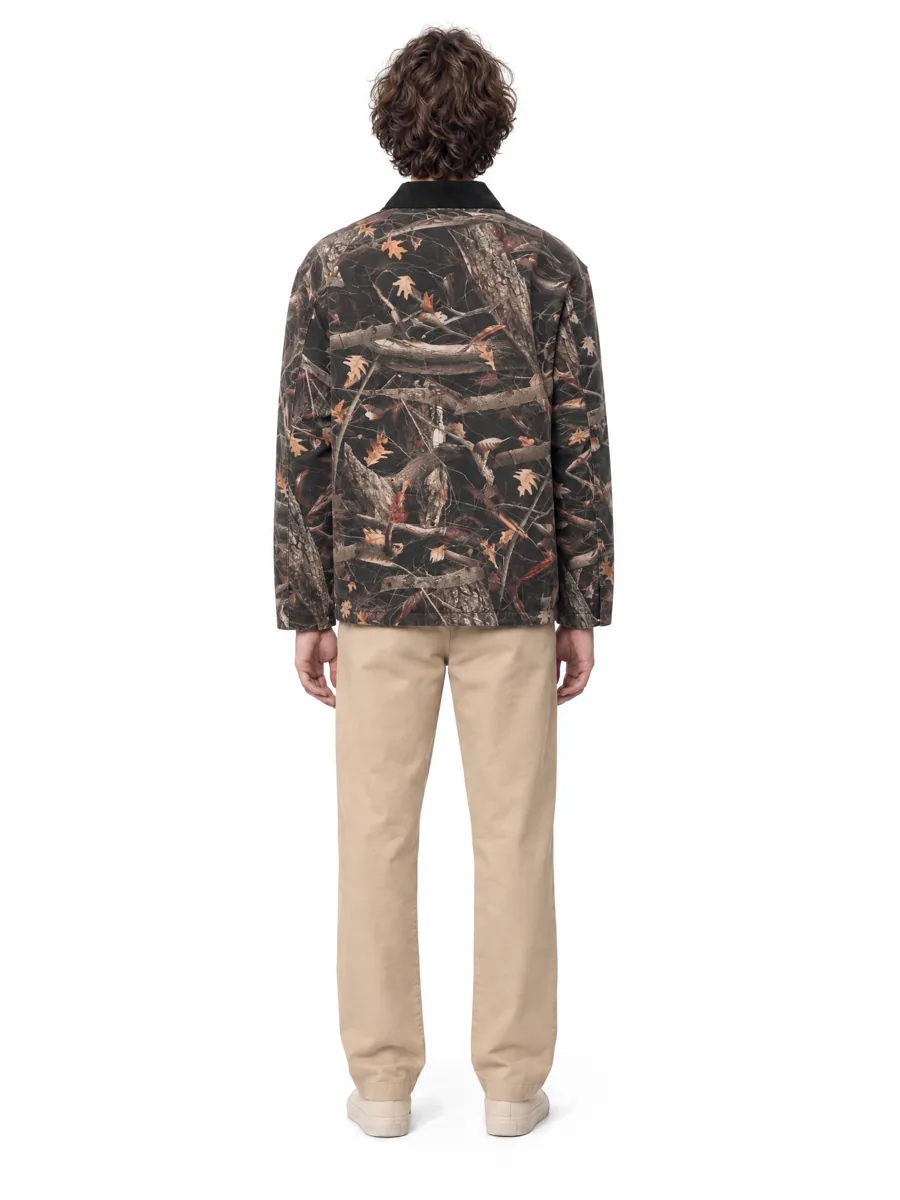 Camo jacket on a model, back