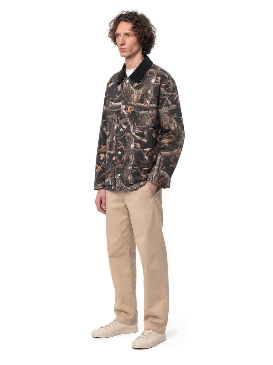 Camo jacket on a model, three-quarter